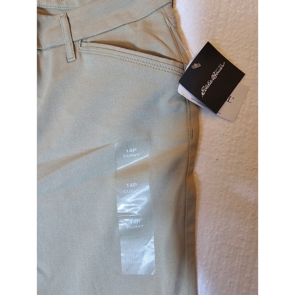 Eddie Bauer Curvy Trouser Pants Khaki Tan Mid Rise 14P Petite New NWT - Picture 4 of 6